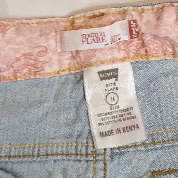 Girls LEVIS 517 Slim Stretch Flare Denim Jeans Size 14 Slim NWT Adjustable - Picture 13 of 15